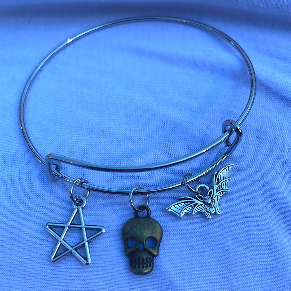 Brand New! Handmade! Adjustable Charm Bangle Bracelet!